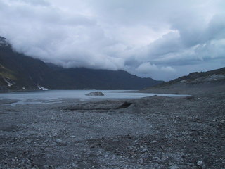 (picture: junk left behind by the receding glacier)
