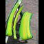 Funky green benches for visitors to