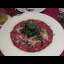 Beef carpaccio to start with.