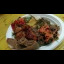 Ethiopian meat and injera platter for